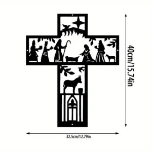 Deco-Cruz de Metal cristiana para decoración del hogar, pegatina decorativa Premium para Interior del hogar