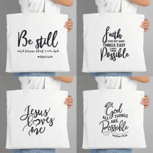 Bolsos de lona para mujer, bolso de mano con estampado de amor, esperanza religiosa, fe cristiana