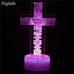 Jesús Cruz Luces de Noche LED 3D Ilusión Lámpara de Mesa USB Luz de Noche Regalos Cristianos