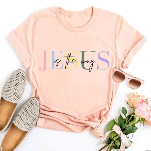 Camisetas Cristianas para Mujeres "Jesús es el Camino" | Camiseta Gráfica | Regalo de Jesús para Amigas - Image 2