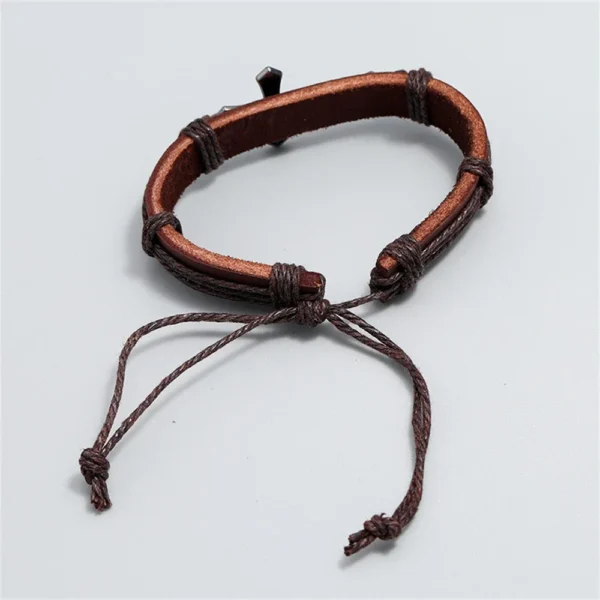 Pulseras Ajustables de Cuero Trenzado Estilo Punk Vintage con Cruz de Jesús - Image 5