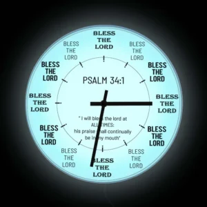 Bless The Lord Reloj de pared con retroiluminación LED para dormitorio lámpara de pared