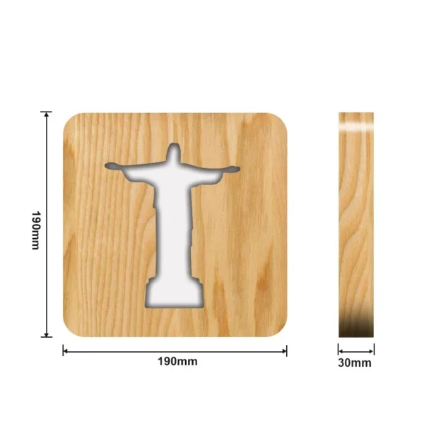 Lámpara en forma de Cruz de Jesús 3D de madera - Image 3